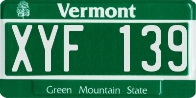 VT license plate XYF139