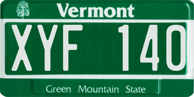 VT license plate XYF140
