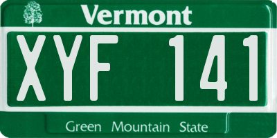 VT license plate XYF141