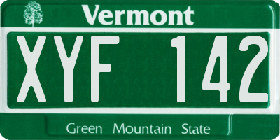 VT license plate XYF142