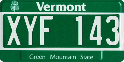VT license plate XYF143