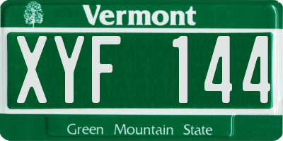 VT license plate XYF144