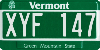 VT license plate XYF147
