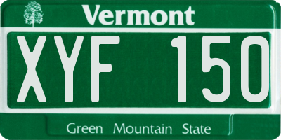 VT license plate XYF150