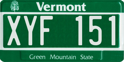 VT license plate XYF151