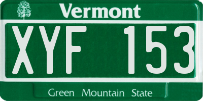 VT license plate XYF153