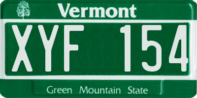 VT license plate XYF154