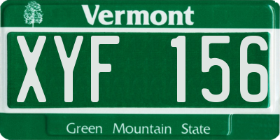 VT license plate XYF156