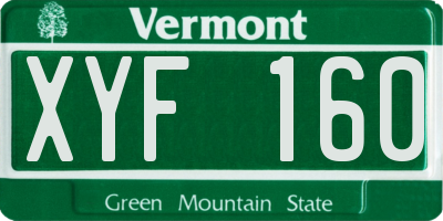 VT license plate XYF160