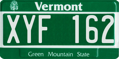 VT license plate XYF162