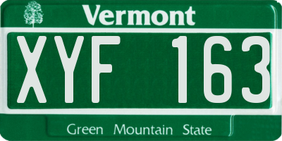 VT license plate XYF163