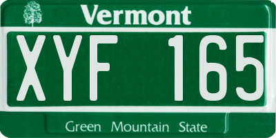 VT license plate XYF165