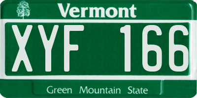 VT license plate XYF166