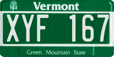 VT license plate XYF167