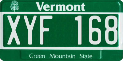 VT license plate XYF168