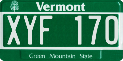VT license plate XYF170