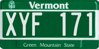 VT license plate XYF171