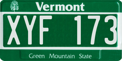 VT license plate XYF173