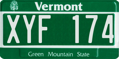 VT license plate XYF174