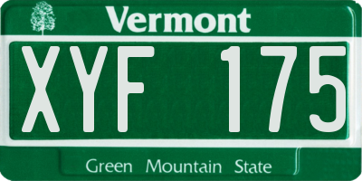 VT license plate XYF175