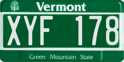 VT license plate XYF178