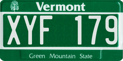 VT license plate XYF179