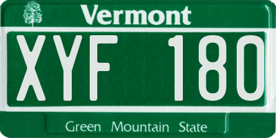 VT license plate XYF180