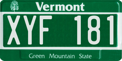 VT license plate XYF181