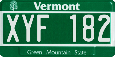 VT license plate XYF182