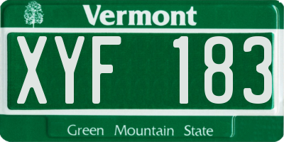 VT license plate XYF183