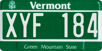 VT license plate XYF184