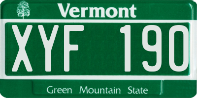 VT license plate XYF190
