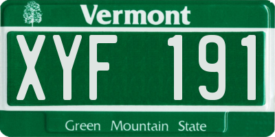 VT license plate XYF191