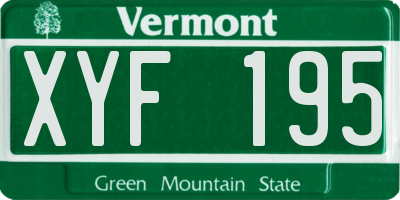 VT license plate XYF195