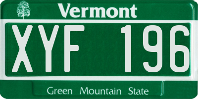 VT license plate XYF196