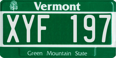 VT license plate XYF197