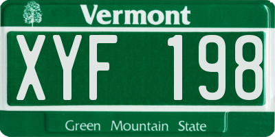 VT license plate XYF198