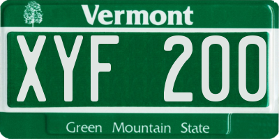 VT license plate XYF200