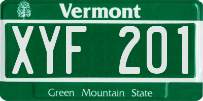 VT license plate XYF201