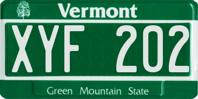 VT license plate XYF202