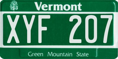 VT license plate XYF207