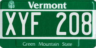 VT license plate XYF208