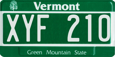 VT license plate XYF210