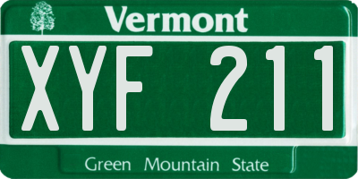 VT license plate XYF211