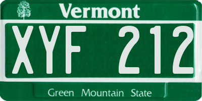 VT license plate XYF212