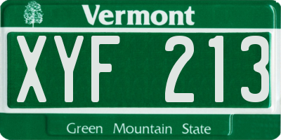 VT license plate XYF213
