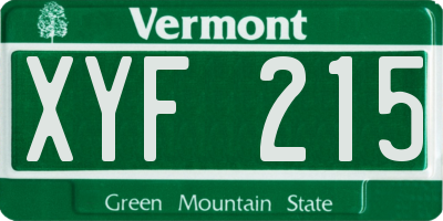 VT license plate XYF215