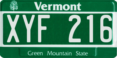 VT license plate XYF216