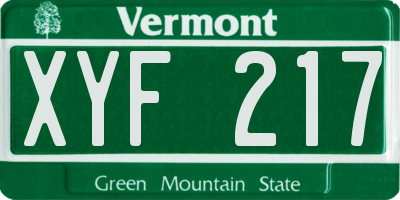 VT license plate XYF217