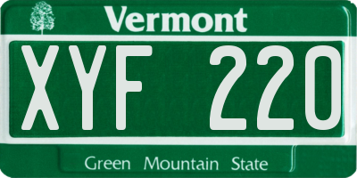 VT license plate XYF220